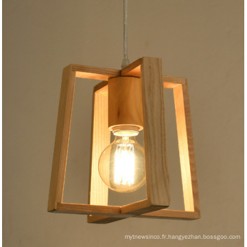 Lampe à suspension de lustre à cadre en bois simple pour la décoration intérieure